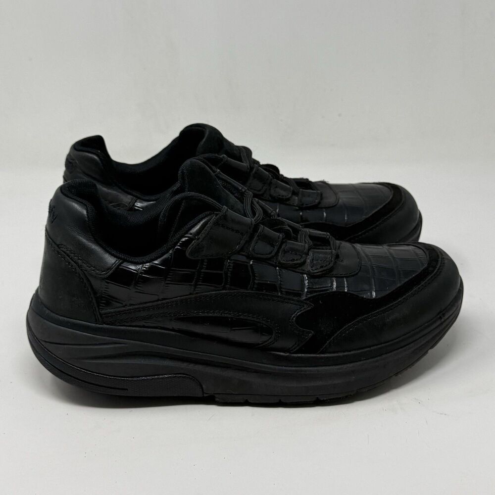 GDEFY Gravity Defyer Noganit Sneakers Womens 9 Black Leather Croc Orthotic Shoes